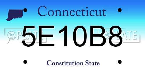 5E10B8 Connecticut License Plate