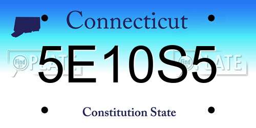 5E10S5 Connecticut License Plate