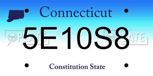 5E10S8 Connecticut License Plate