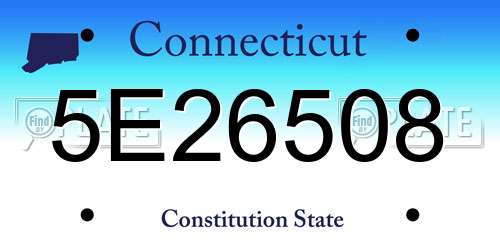 5E26508 Connecticut License Plate