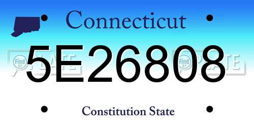 5E26808 Connecticut License Plate