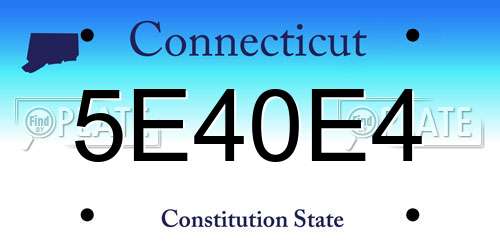 5E40E4 Connecticut License Plate