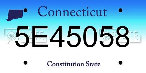 5E45058 Connecticut License Plate