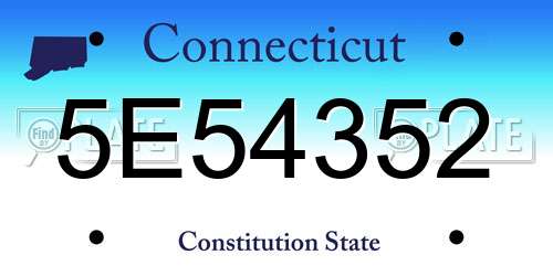 5E54352 Connecticut License Plate