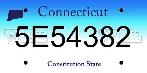 5E54382 Connecticut License Plate