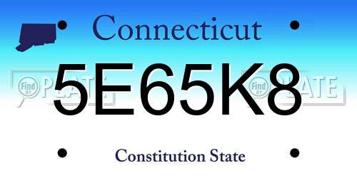 5E65K8 Connecticut License Plate