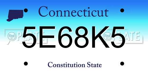 5E68K5 Connecticut License Plate