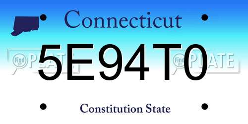 5E94T0 Connecticut License Plate