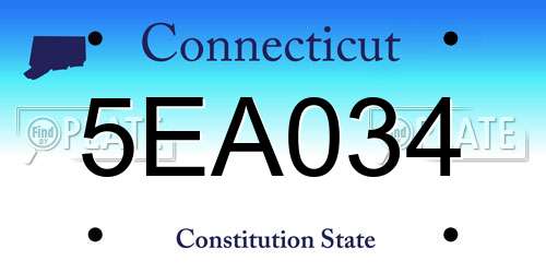 5EA034 Connecticut License Plate