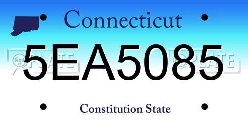 5EA5085 Connecticut License Plate
