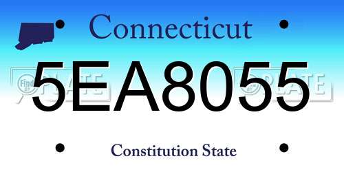 5EA8055 Connecticut License Plate
