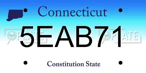 5EAB71 Connecticut License Plate