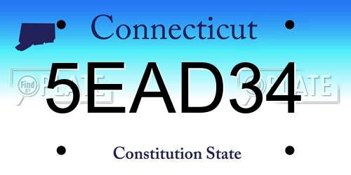 5EAD34 Connecticut License Plate