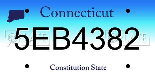 5EB4382 Connecticut License Plate