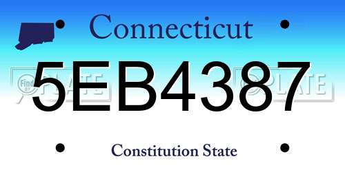 5EB4387 Connecticut License Plate