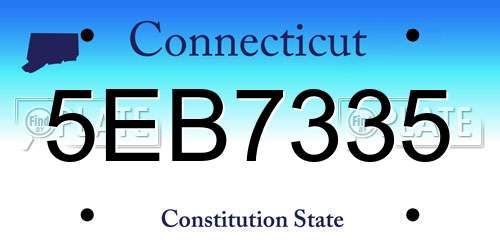 5EB7335 Connecticut License Plate