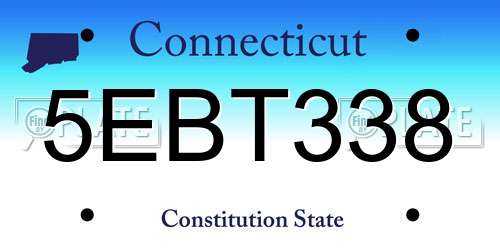 5EBT338 Connecticut License Plate