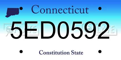 5ED0592 Connecticut License Plate