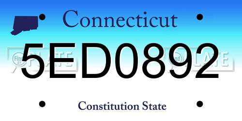 5ED0892 Connecticut License Plate