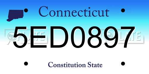 5ED0897 Connecticut License Plate