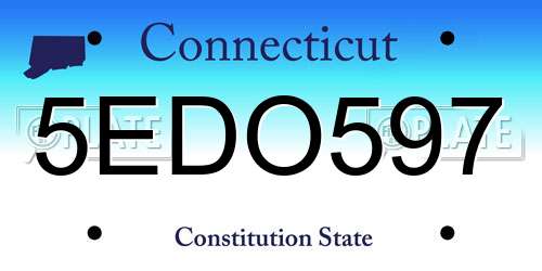 5EDO597 Connecticut License Plate