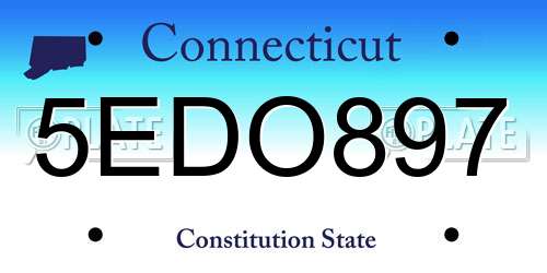 5EDO897 Connecticut License Plate
