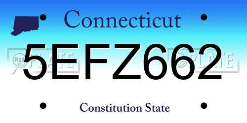 5EFZ662 Connecticut License Plate