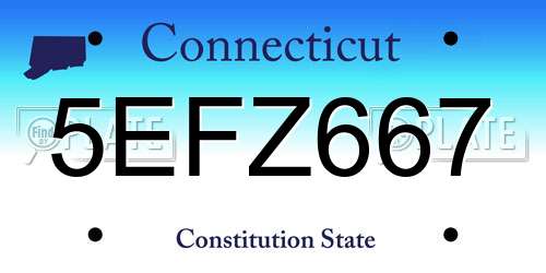 5EFZ667 Connecticut License Plate