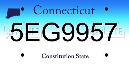 5EG9957 Connecticut License Plate