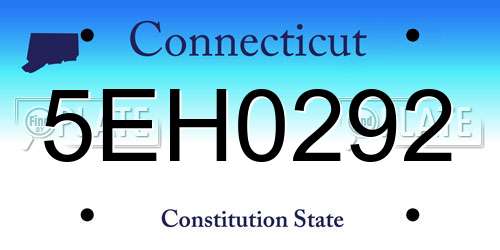 5EH0292 Connecticut License Plate