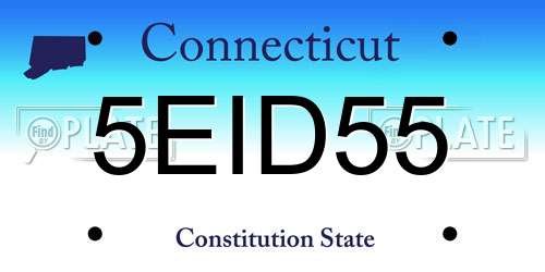 5EID55 Connecticut License Plate