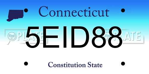 5EID88 Connecticut License Plate