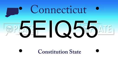 5EIQ55 Connecticut License Plate