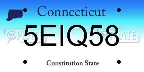 5EIQ58 Connecticut License Plate