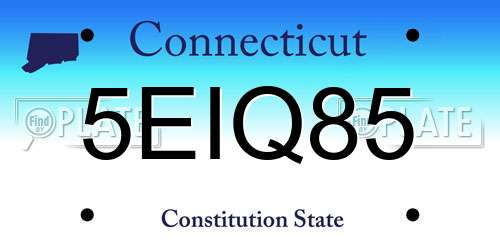 5EIQ85 Connecticut License Plate
