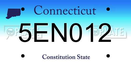 5EN012 Connecticut License Plate