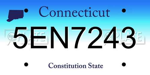 5EN7243 Connecticut License Plate