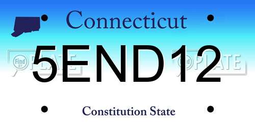 5END12 Connecticut License Plate