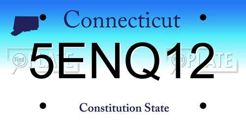 5ENQ12 Connecticut License Plate