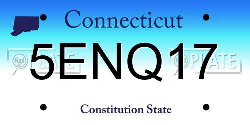 5ENQ17 Connecticut License Plate
