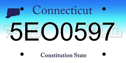 5EO0597 Connecticut License Plate