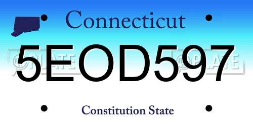 5EOD597 Connecticut License Plate