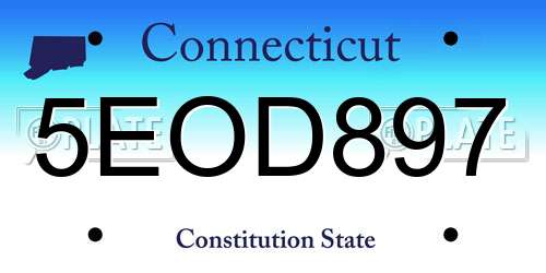 5EOD897 Connecticut License Plate