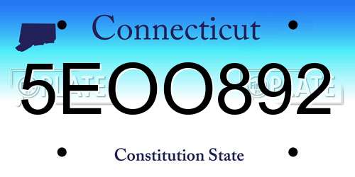 5EOO892 Connecticut License Plate