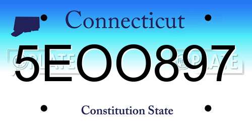 5EOO897 Connecticut License Plate