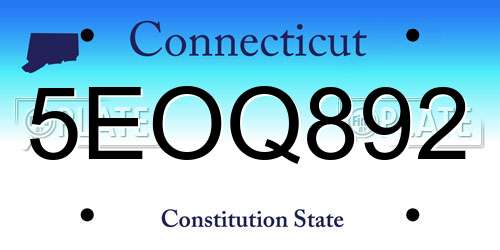 5EOQ892 Connecticut License Plate