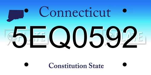5EQ0592 Connecticut License Plate