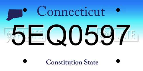 5EQ0597 Connecticut License Plate