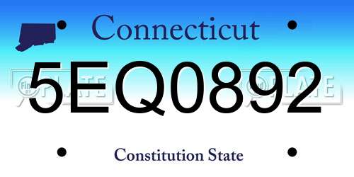5EQ0892 Connecticut License Plate