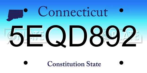 5EQD892 Connecticut License Plate